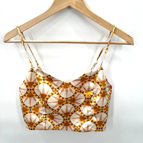 HOUSE OF HARLOW 1960's NWT Satin Geometric Crop Blouse // M - Picture 2 of 8